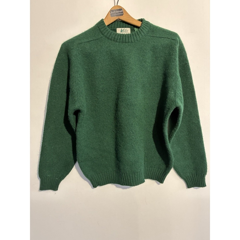 VTG REI Co-Op Virgin Wool Green Sweater Mens Medium Comfort Heritage